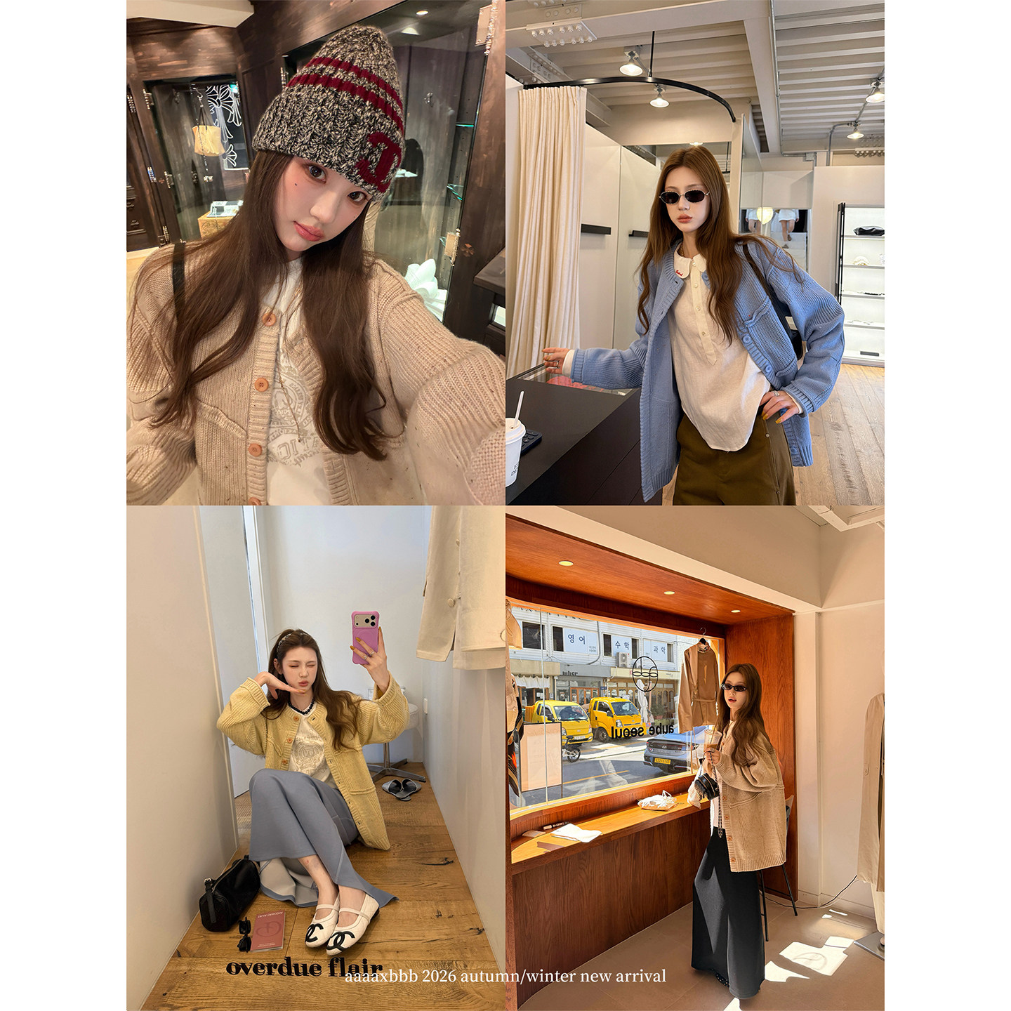 aaaaxbbb 早秋本命 羊毛针织纽扣圆领开衫秋季宽松显瘦毛衣外套女