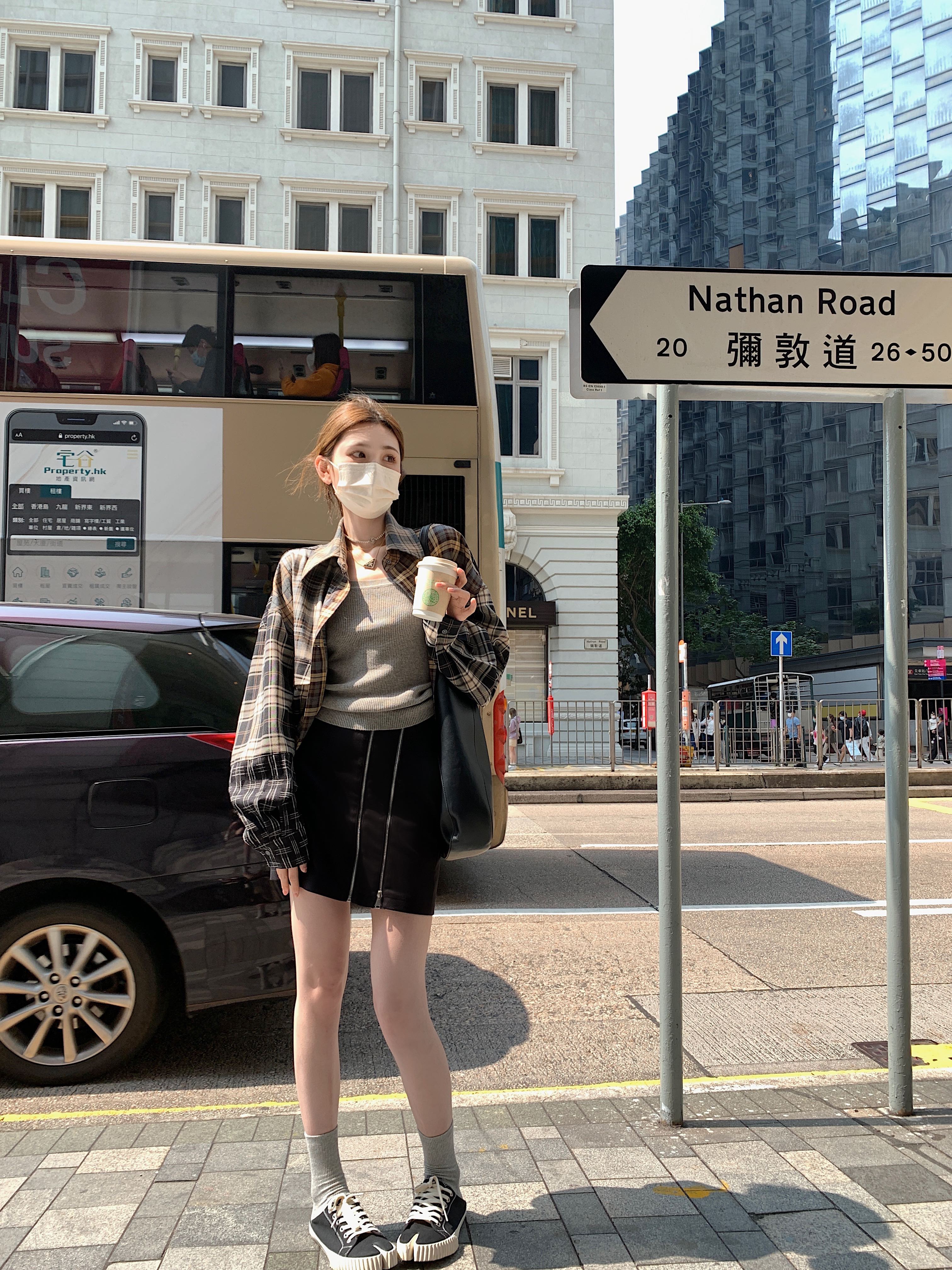 aaaaxbbb黑短裙简约显瘦A字裙女