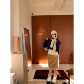 aaaaxbbb 爱在黄昏日落 两色空气层麂皮半裙直筒裙开叉花边半身裙