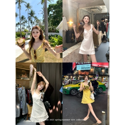 aaaaxbbb吊带连衣裙白色短裙女