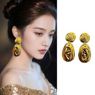 欧美夸张金属不规则耳环设计超现实主义耳朵耳钉气质百搭时尚耳饰