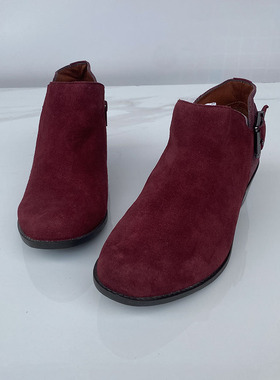 VIONIC纯原欧美风圆头中跟侧拉链简约两色入轻便复古裸靴女38码