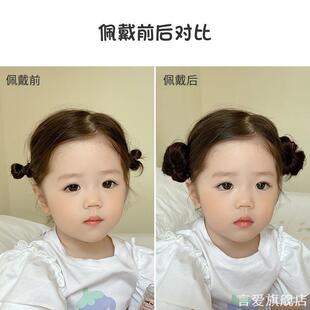 儿童发卡假发花苞发夹假发发花鲨鱼盘发新品周岁可爱小女孩发发