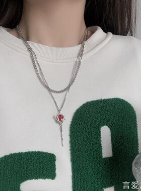 小红书同款玫瑰项链ins小众气质