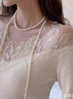 新中式多层叠戴中长仿珍珠项链