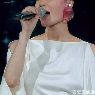 2025王菲春晚同款耳环虾片耳饰耳钉小众高级气质红色大虾片百搭