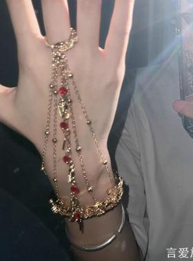 古风铃铛戒指手镯一体首饰汉服