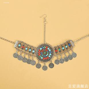 复古民族风异域风情额饰藏式额头链眉心坠西藏族拍照蒙古族头饰女