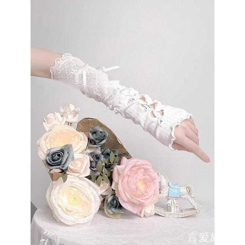 y2k纯欲护臂蕾丝绑带镂空木耳边露指长款袖套少女漫展cos搭配手袖