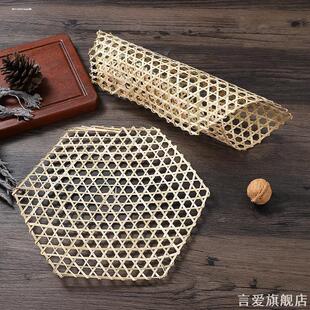 蒸锅加厚竹片砂锅竹篾用餐蒸格锅里垫底竹制品油炸竹编网格竹篾