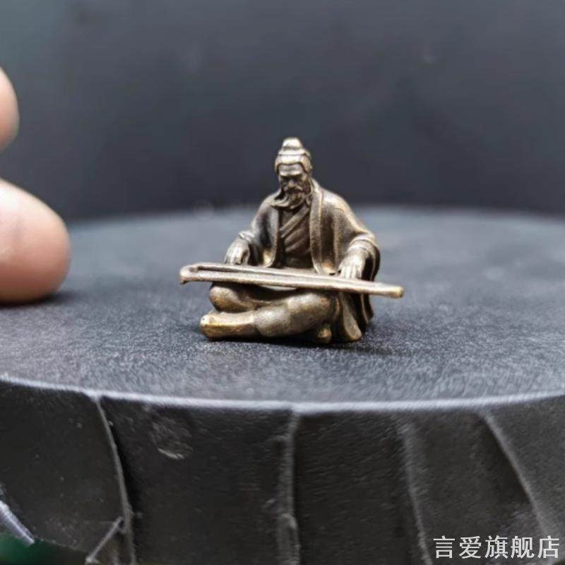 鱼缸盆景假山镀铜做旧小人物模型古代古筝微缩造景观摆件伯牙鼓琴