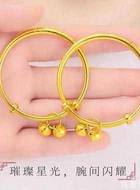 宝宝金手镯仿真一对满月百天拍照