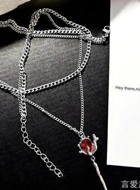 玫瑰项链女ins轻奢高级感小众