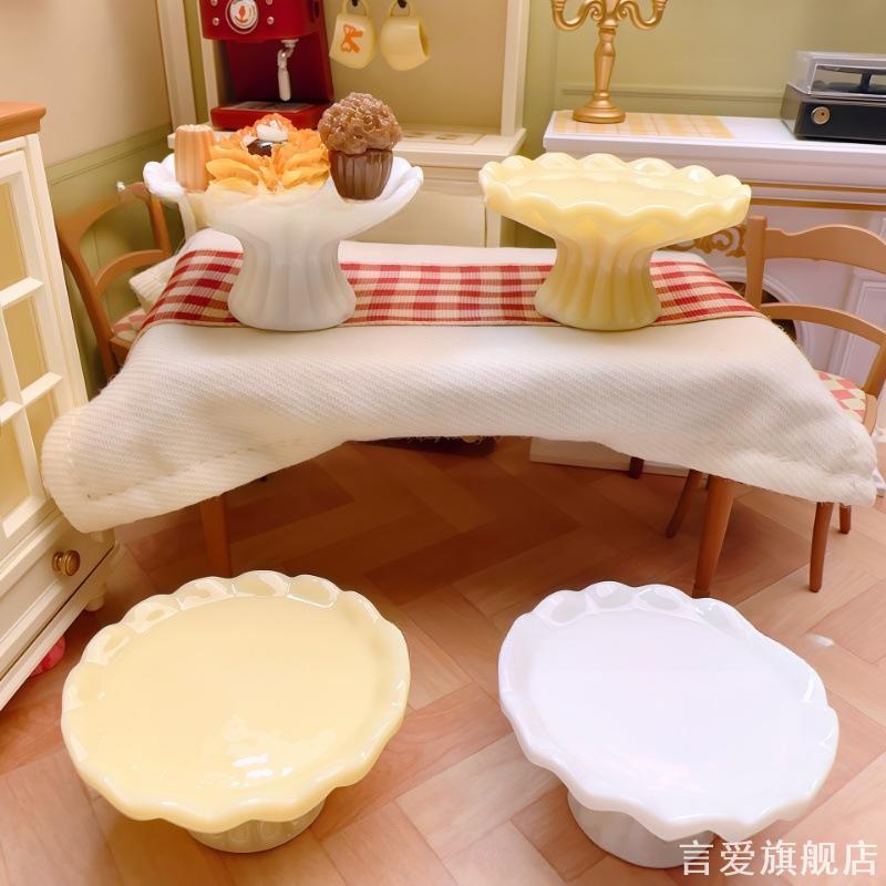 花朵布丁甜品盘微缩仿真食玩树脂