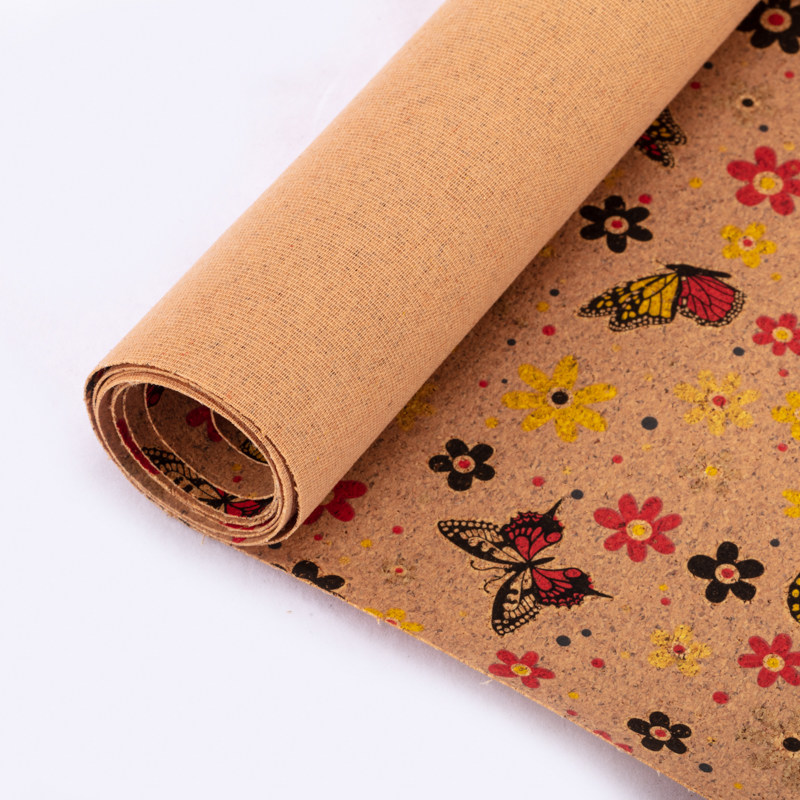 软木布料彩色印花箱包外面料服装里布手工辅料木纹彩绘软木布定制