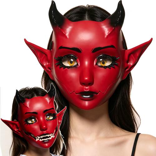 万圣节科技感可开口恶魔面具