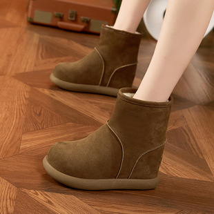 内增高雪地靴女2025冬季新款加厚加绒保暖棉鞋百搭防滑厚底短靴子