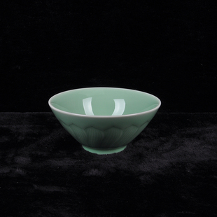 ins复古莲花纹6英寸斗笠碗中式酸奶麦片早餐碗米饭陶瓷小碗可爱