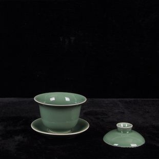 藏 青瓷盖碗茶杯茶碗大号功夫茶具单个敬茶碗中式简约三才杯家用