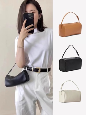 TR手提包女2024新款笔袋包牛皮手拎包90s真皮迷你笔筒腋下小方包