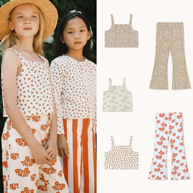 cottons SS26春夏儿童可爱碎花吊带背心女童长裤喇叭裤现货