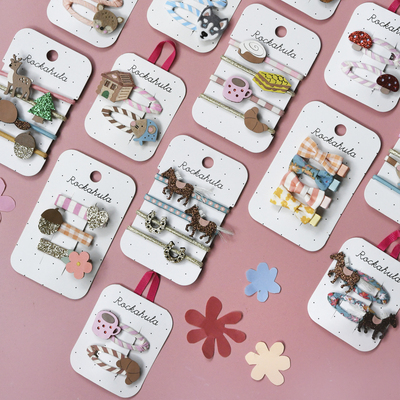 Rockahula 25AW女童春夏碎花发夹头饰发饰饰品婴儿半包布可爱发夹