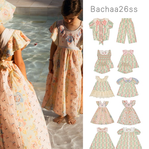 六折Bachaa SS26春夏儿童可爱碎花吊带背心连衣裙女童长裤套装