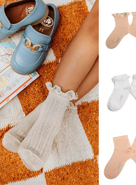 现货法国collegien春夏新款女童袜子纯棉花边袜儿童袜合集