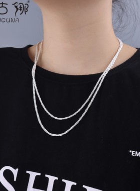 闪沙链子项链女ins潮白银色波光粼粼满天星锁骨链轻奢2024年新款