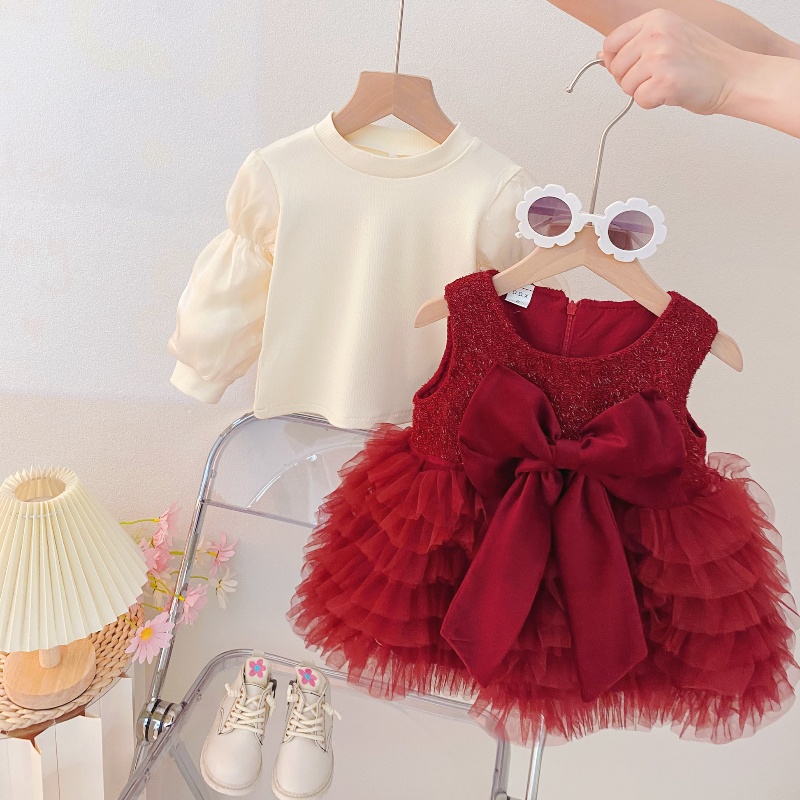女童加绒连衣裙秋冬年服套装周岁女宝礼服婴儿抓周裙子洋气公主裙