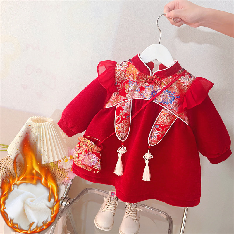 汉服女童连衣裙冬装婴儿宝宝一周岁礼服红色抓周宴儿童公主裙冬季,童装/婴儿装/亲子装,汉服,淘宝优惠券,粉丝福利购,淘宝优惠卷