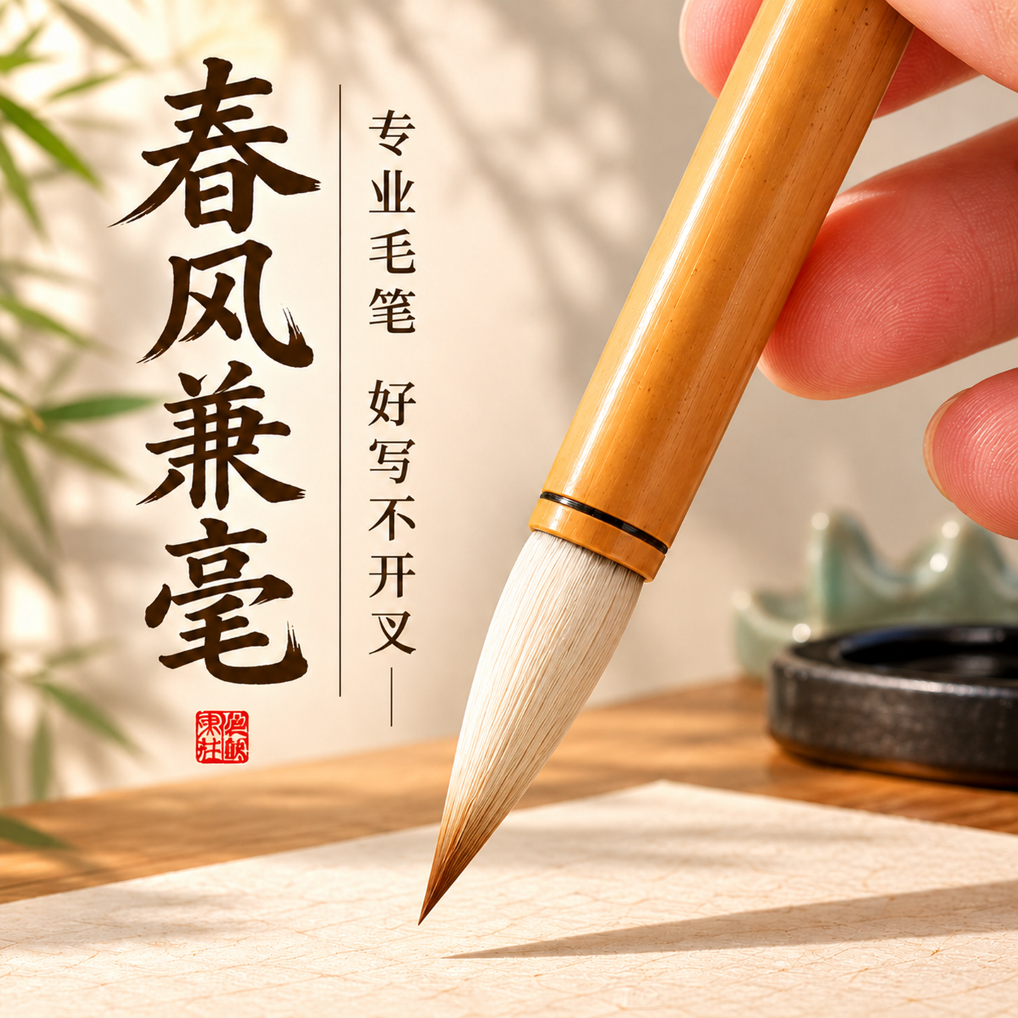 专业级高档楷书专用毛笔中楷兼毫毛笔成人书法练字套装二王行书
