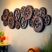 饰品 工业风木质齿轮壁挂件酒吧网咖餐厅墙面背景墙装 美式 复古软装