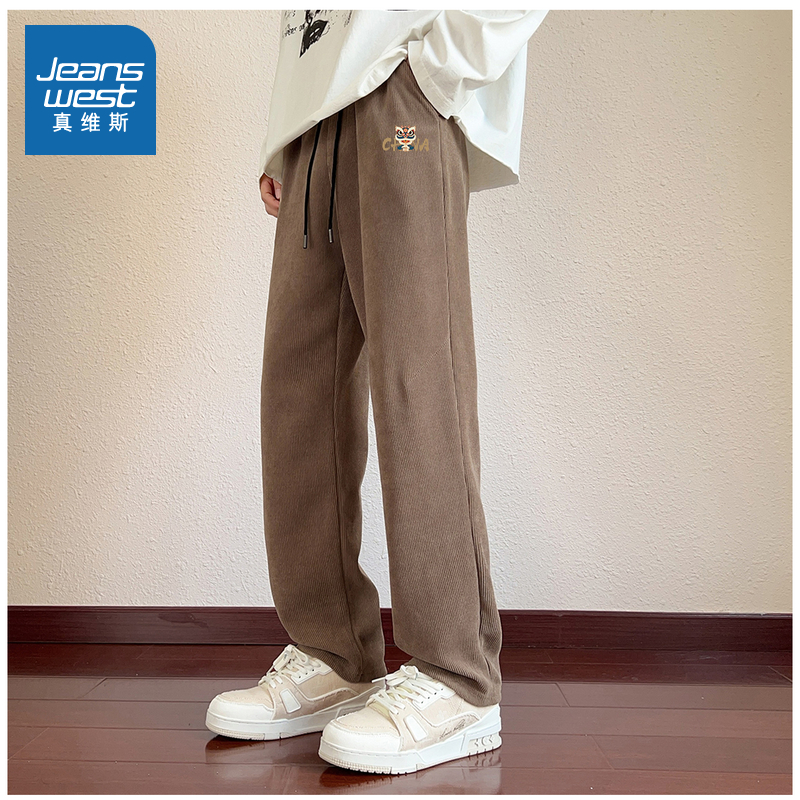 男装港风宽松雪尼尔休闲裤