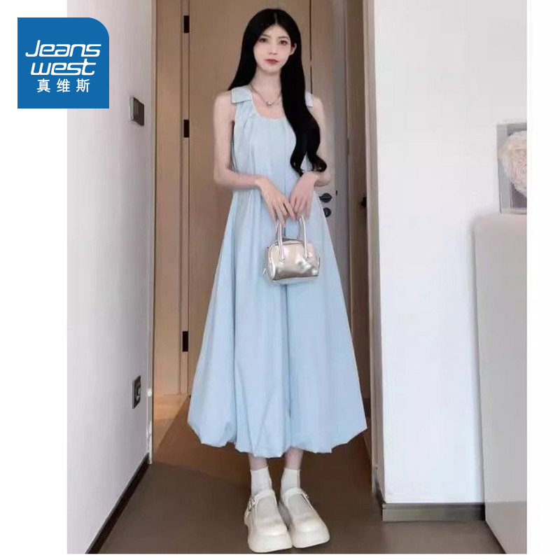 LE真维斯女装2025夏季新款法式高级裙子海边度假百搭休闲连衣裙