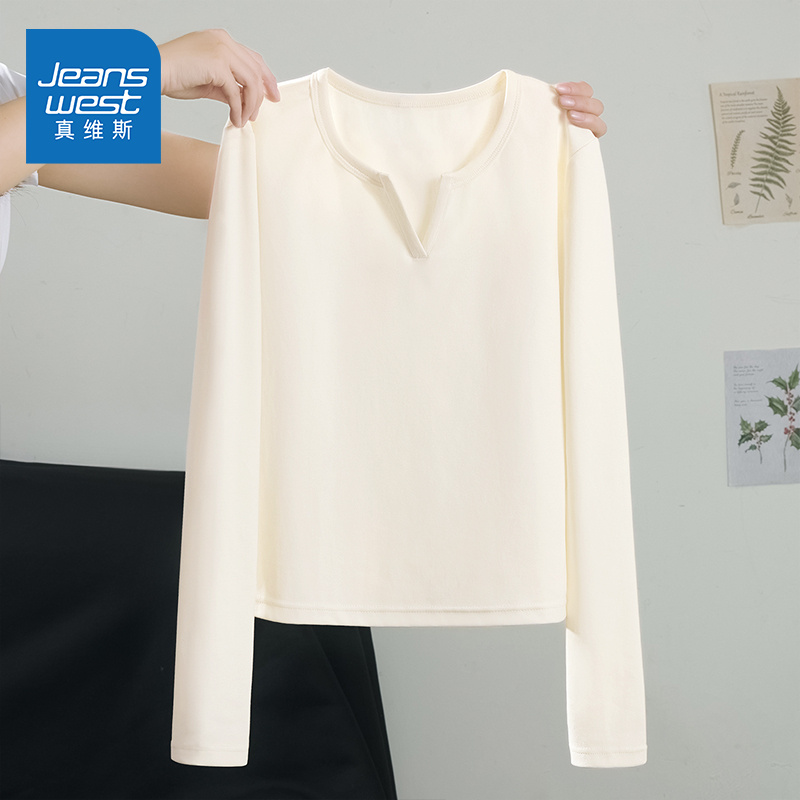 真维斯正肩长袖t恤女2025新款秋