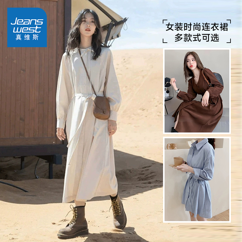 女士时尚休闲气质长袖连衣裙