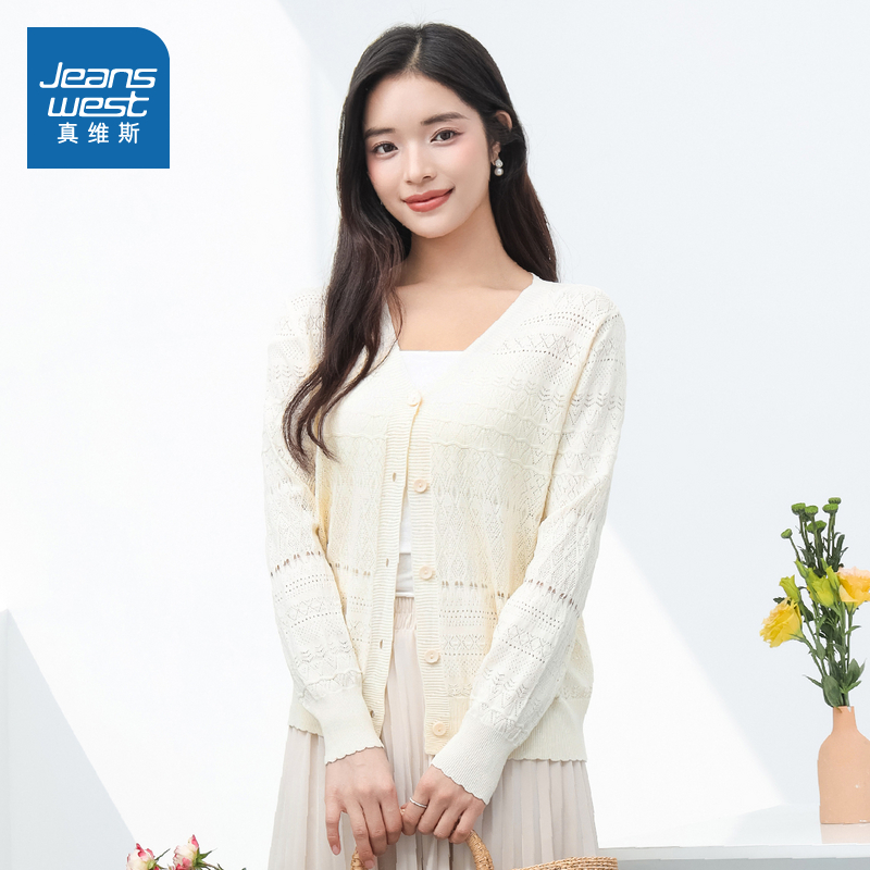 女装淑女风镂空针织衫外套