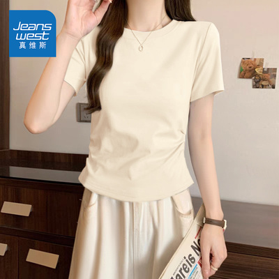 真维斯正肩短袖女t恤2025新款夏