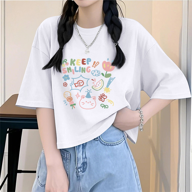 KWV真维斯短款短袖t恤女2025新款爆款韩系设计感上衣宽松打底内搭