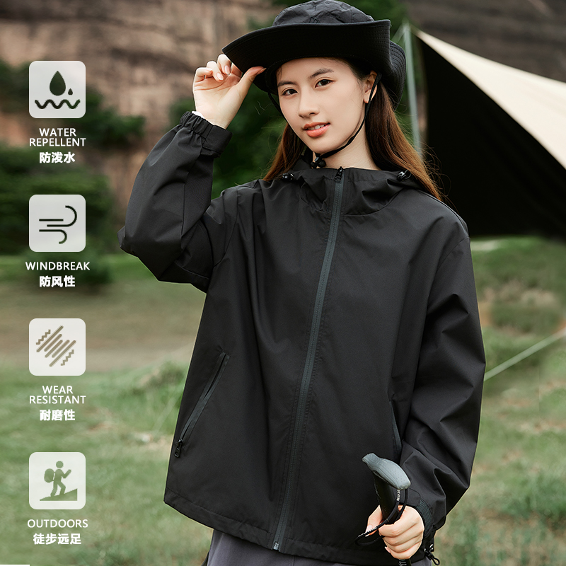 真维斯女宽松三防冲锋夹克