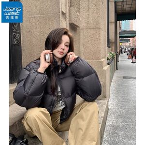 KYP真维斯女装肯豆风美拉德立领围脖短款男女加厚面包服秋冬美式