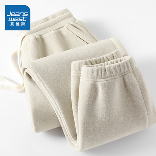 青少年保暖长裤 NN真维斯双面摇粒绒束脚裤 子休闲百搭宽松冬季