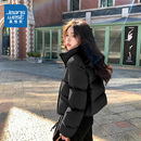 厚面包服外套 保暖棉袄冬季 NOW真维斯黑色立领短款 棉服女2025新款