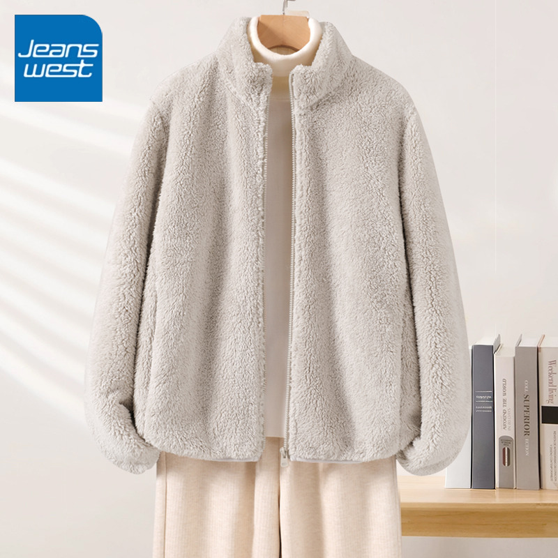 真维斯女舒棉绒立领开衫冬季新款