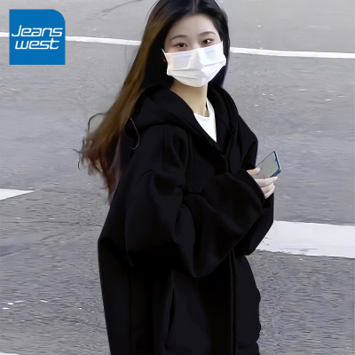 美式复古高街连帽卫衣女春秋