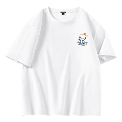 GV真维斯索罗娜凉感t恤男夏季新款潮流重磅短袖男生白色圆领上衣B