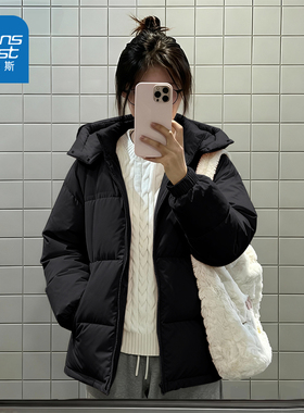 NOW真维斯黑色棉袄棉服女款2025新款冬季保暖超好看冬装夹棉外套