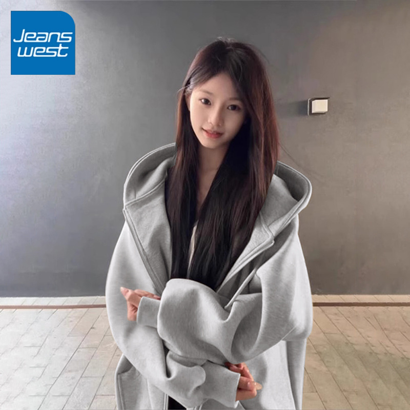 灰色连帽卫衣女2025春秋季