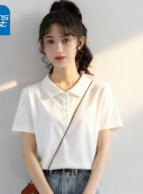 KV真维斯宽松polo领上衣白色短袖t恤女夏款2026新款今年流行女装
